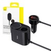 Nabíjačka do auta BASEUS, USB-A + USB-C + 2 x zapaľovač cigariet, čierna farba (PD 5A 30W C00455300121-00)
