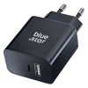Cestovná nabíjačka BLUE STAR so zásuvkami, USB C+USB-A PD QC4.0 3A 25W, čierna farba (TFB-TC-25WPD)
