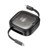 Výsuvný nabíjací kábel HOCO All-in-one PD 3A 60W, 0,95 m, čierna farba (U140)