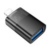 Adaptér HOCO OTG USB-A na Lightning, čierny transparentný (UA36)