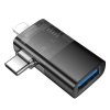 Adaptér HOCO OTG 2v1 USB-A na Lightning a USB-C, čierny (UA36E)