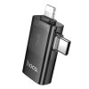 Adaptér HOCO OTG 2v1 USB-A na Lightning a USB-C, čierny (UA36E)