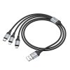 HOCO kábel 3v1 USB-A na Lightning / Micro USB / USB-C 2,4A X102 1 m čierny