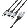 HOCO kábel 3v1 USB-A na Lightning / Micro USB / USB-C 2,4A X102 1 m čierny