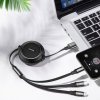 BASEUS navíjací kábel 3v1, USB-A na Micro-USB / Lightning / USB-C, 3,5A CAMLT-JH01, 1,2 m čierny