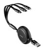 BASEUS navíjací kábel 3v1, USB-A na Micro-USB / Lightning / USB-C, 3,5A CAMLT-JH01, 1,2 m čierny