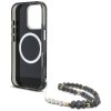 GUESS pre IPHONE 16 Pro Max s MagSafe GUHMP16XHPCTPLSK (IML Palm Trees Triangle W/ Pearl Strap) čierne
