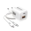 Cestovná nabíjačka FORCELL F-ENERGY Crystal Color GaN III s USB-C káblom, PD QC4.0 33W biela (VT-41)