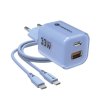 Cestovná nabíjačka FORCELL F-ENERGY Crystal Color GaN III s USB-C káblom, PD QC4.0 33W modrá (VT-41)