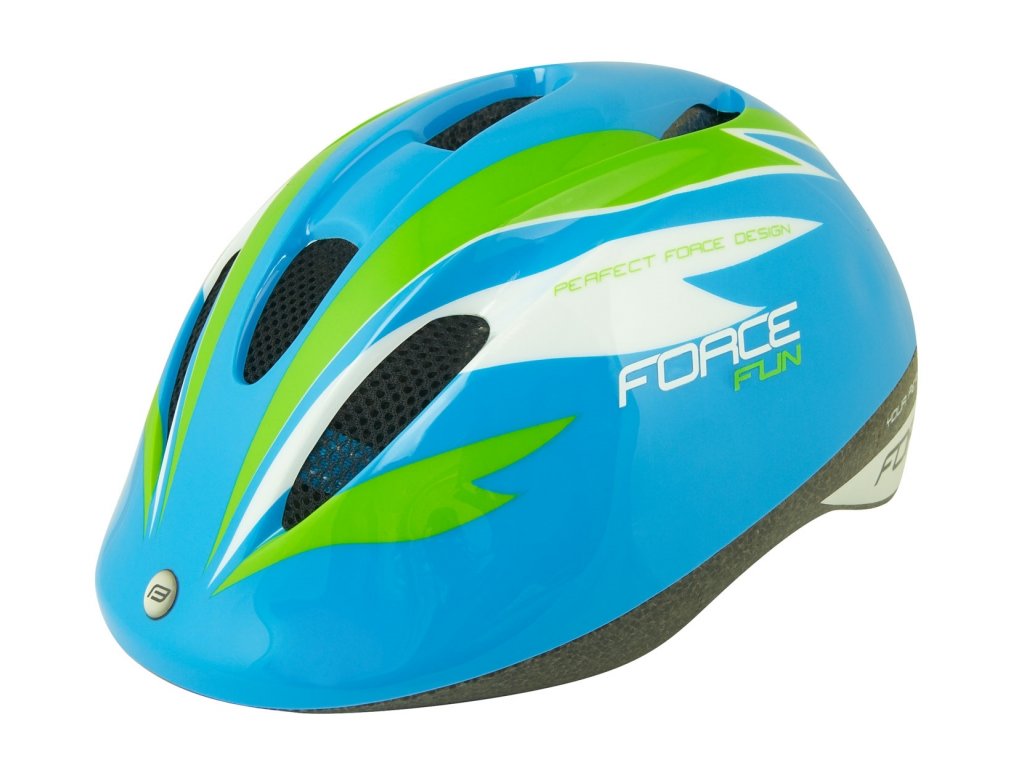Dětská cyklistická helma Force FUN STRIPES, modro-zel-bílá | Cyklo obchod |  Force Shop Praha