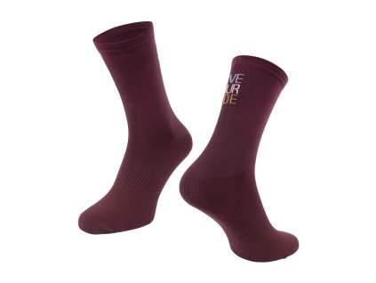 Ponožky Force LOVE YOUR RIDE, vínová (Velikost S-M)