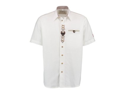 Poľovnícka biela košeľa s krátkym rukávom OS Trachten 421034-1011