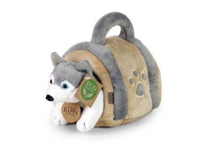 Plyšový pes husky 13 cm s prepravkou ECO-FRIENDLY