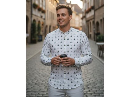 Košeľa LUKO Dlhý rukáv 252104 Slim Fit Biela 01