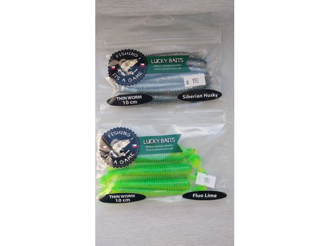 LUCKY BAITS Gumová nástraha THIN WORM 10cm - fluo lime