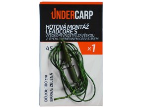 UC11 Hotova montaz leadcore s vysokopevnostni zaveskou a rychlovymennym obratlikem 45 lbs 100 cm zelena