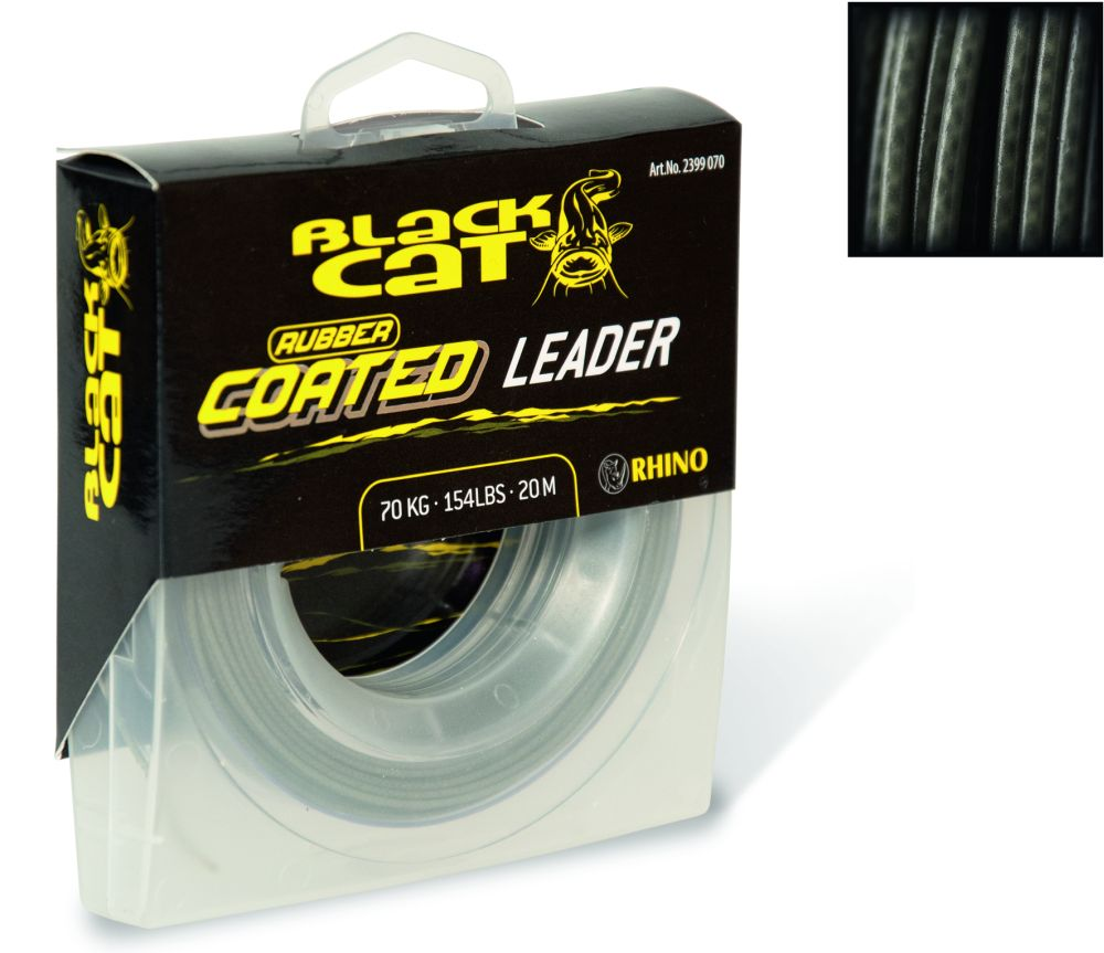 0,80mm Black Cat Rubber coated Leader 20m 70kg,154lbs šedá