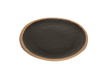 GET Pottery Market Glazed Hnědý pečivový / přílohový talířek s béžovým okrajem, Průměr: 14 cm