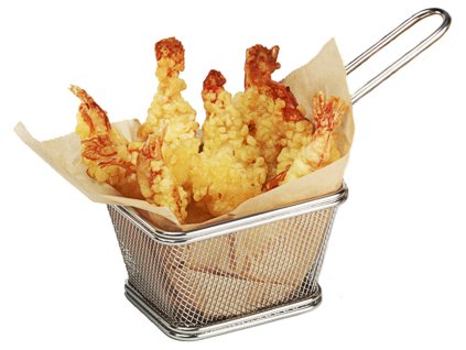 GET Specialty Servingware Nerezový obdélníkový servírovací koš na smažení s držadlem