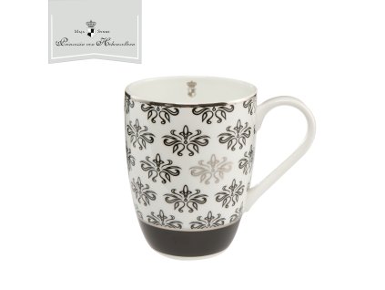 Goebel Chateaux Black & White Floral Hrnek