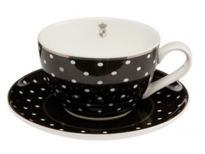Goebel Chateaux Black & White Dots Kávový šálek s podšálkem