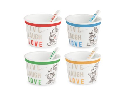 Egan DISNEY LIVE LAUGH LOVE Sada 4 misek na zmrzlinu se lžičkou 250 ml ⌀9 cm