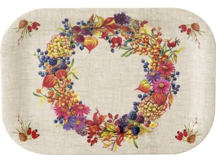 IHR AUTUMN WREATH Linen malý plastový podnos 20.5 x 14.5 cm