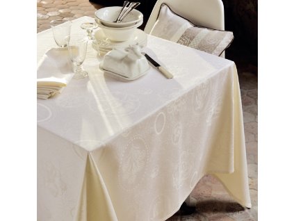 white 100 cotton tablecloth mille eclats chocolat blanc