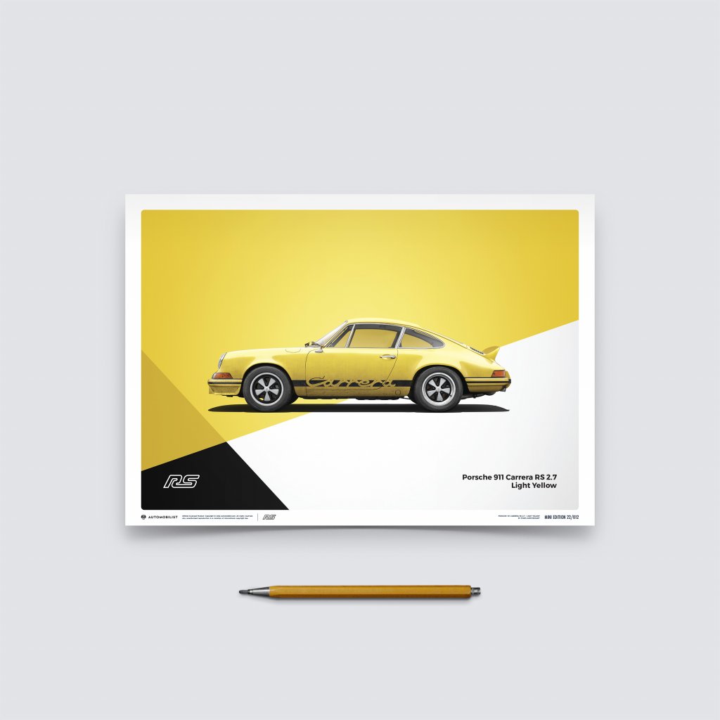Posters | Porsche 911 RS - 1973 - Yellow, Mini Edition, 21 x 30 cm