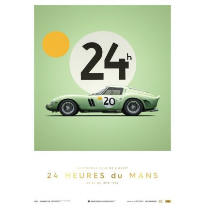 3457 poster ferrari 250 gto green 24h le mans 1962 collectors edition