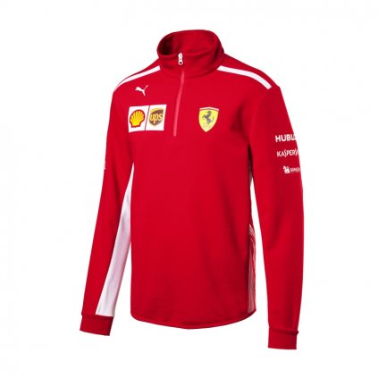 Ferrari team mikina half zip fleece red 2018