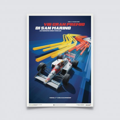 Posters | McLaren MP4/4 - Ayrton Senna - San Marino GP - 1988 - Blue | Unlimited Edition
