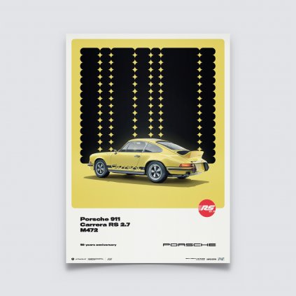 Posters | Porsche 911 Carrera RS 2.7 - 50th Anniversary - 1973 - Yellow, Limited Edition of 200, 50 x 70 cm