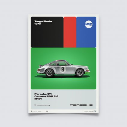 Posters | Porsche 911 Carrera RSR 2.8 - 50th Anniversary - Targa Florio - 1973, Limited Edition of 200, 50 x 70 cm