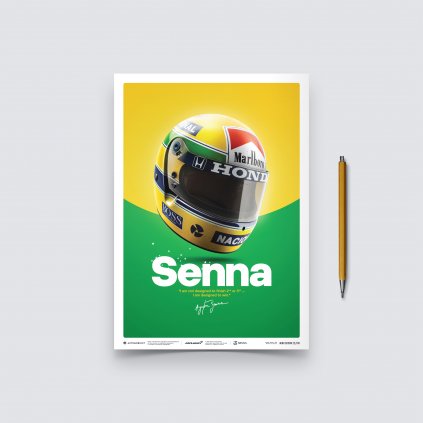 Posters | McLaren MP4/4 - Ayrton Senna - Helmet - San Marino GP - 1988, Mini Edition, 21 x 30 cm