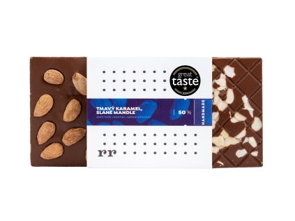 Tmavý karamel, slané mandle ( 50% mliečna čokoláda ), Great Taste 2023