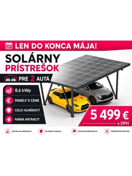 Solárny prístešok pre 2 autá + 20 panelov
