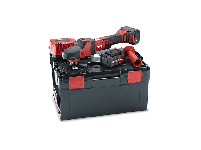 PE 150 18.0-EC/5.0 Set AKU rotační leštička 18V  + Sleva 10% na produkty FLEX + 3 roky záruka + Kufr v ceně + 2 akumulátory a nabíječka v ceně