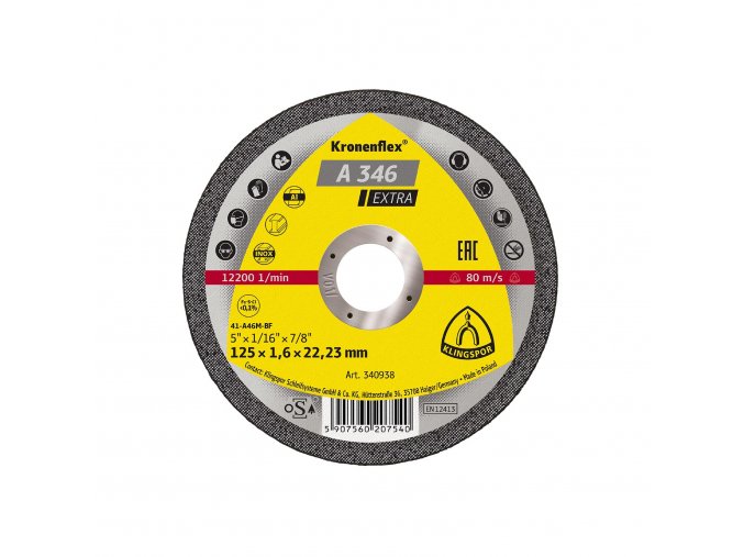 Řezný kotouč A 346 EXTRA na ocel Ø 125x1,6x22