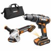 WX963 Aku vrtačka s příklepem + aku úhlová bruska 20V, 2x2.0Ah - Powershare  + 3 roky záruka