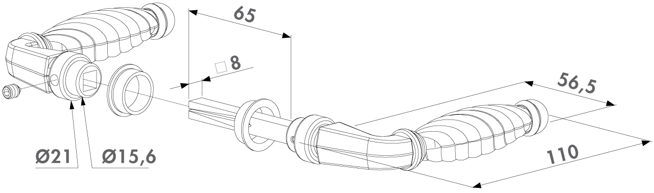 LOCINOX 3006FAD16 Nákres kľučky