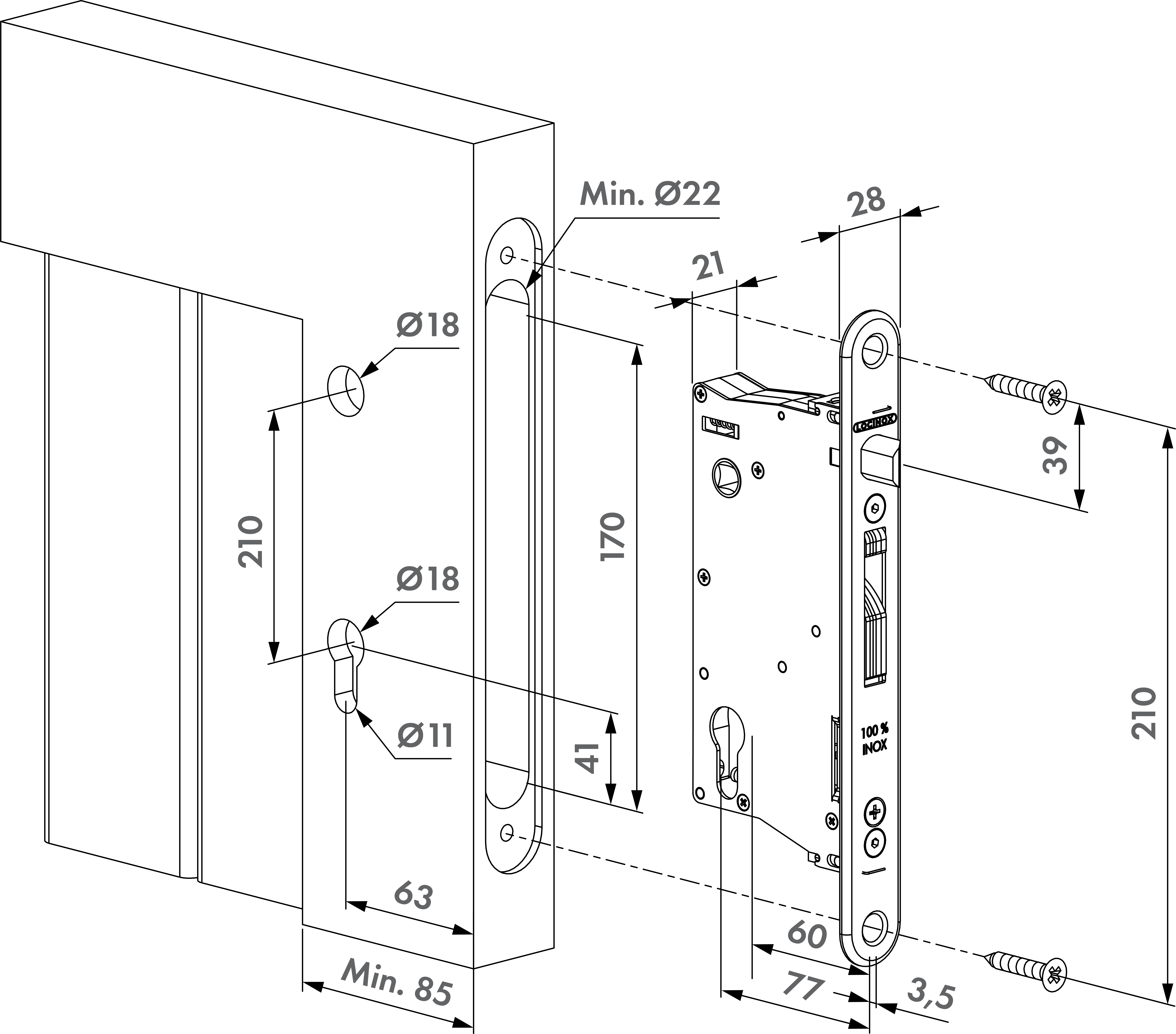 LOCINOX EIGHTYLOCK-W - nákres