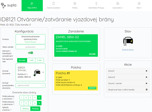 Konfigurace kanálů SUPLA