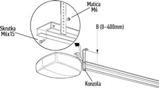 1. Pripevnite montážne konzoly pomocou skrutiek a matiek. Na konzolách zvolte diery, ktoré najlepšie vyhovujú rozmeru B