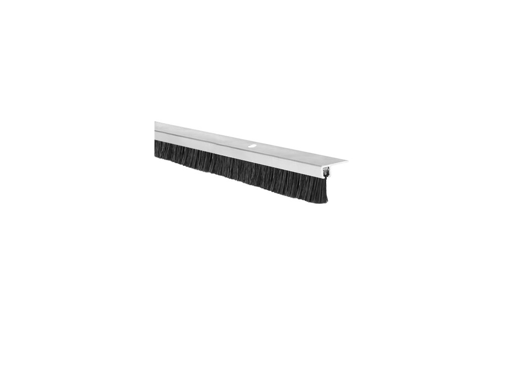 Hliníková těsnící lišta s nylonovým kartáčem, vlas délky 10 mm, spodní, 1m, zkrácená