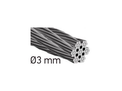 Drát z nerezové oceli Ø3mm, 7x7 drátů, INOX AISI316