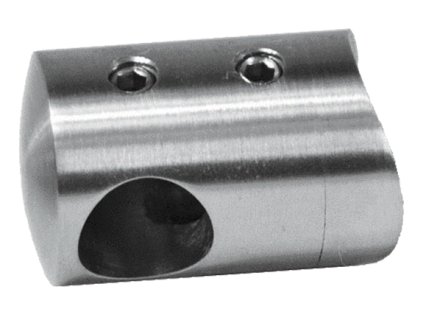 Levý konec držáku trubky/tyče z nerezové oceli ⌀12 mm s upevněním na sloupek/zábradlí ⌀42,4 mm, AISI304, abrazivní