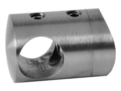 Průběžný držák trubky/tyče z nerezové oceli ⌀14 mm s uchycením na sloupek/zábradlí ⌀42,4 mm, AISI304, abrazivní
