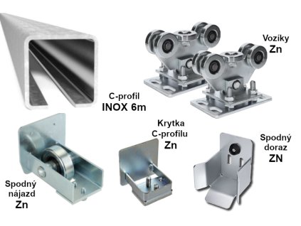 Sada pro výrobu samonosné posuvné brány do 4,5m, INOX/ZN/KOV 68x68x3