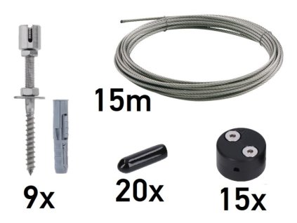 Sada pro vytvoření zelené stěny 1000x1000mm, 3mm drát, nerezová ocel s plastovými konektory
